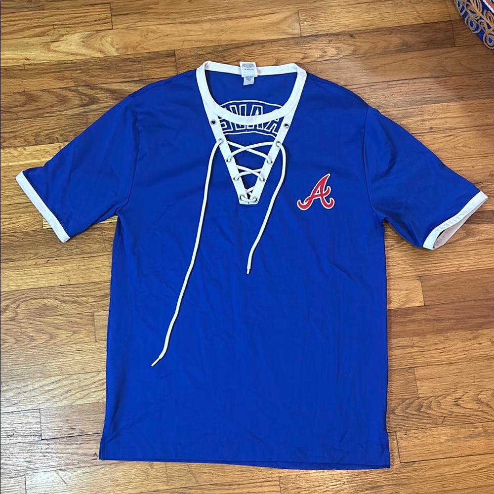 Blue Atlanta Braves Lace-Up Tee